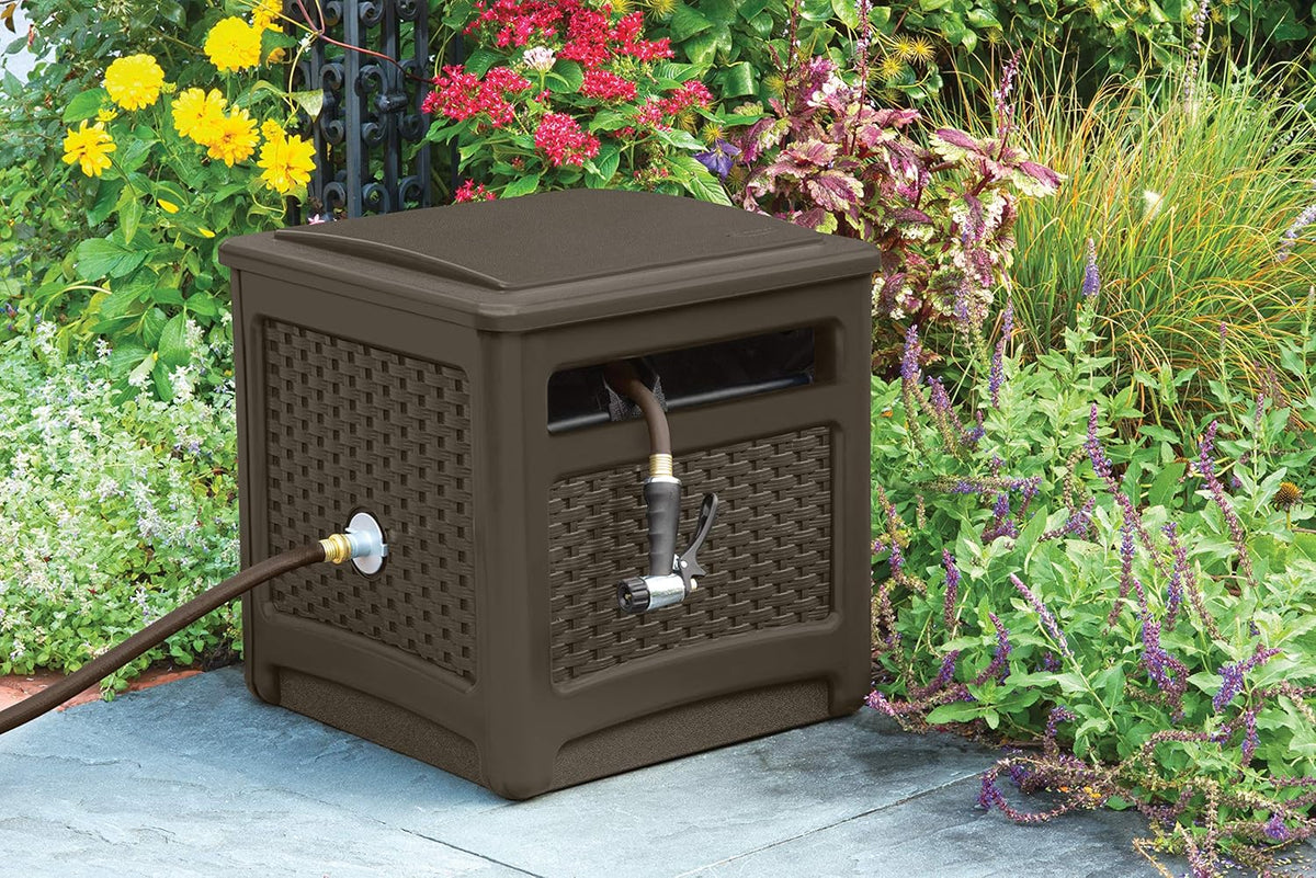 Mocha Resin Wicker-Looker Hose Reel U5218