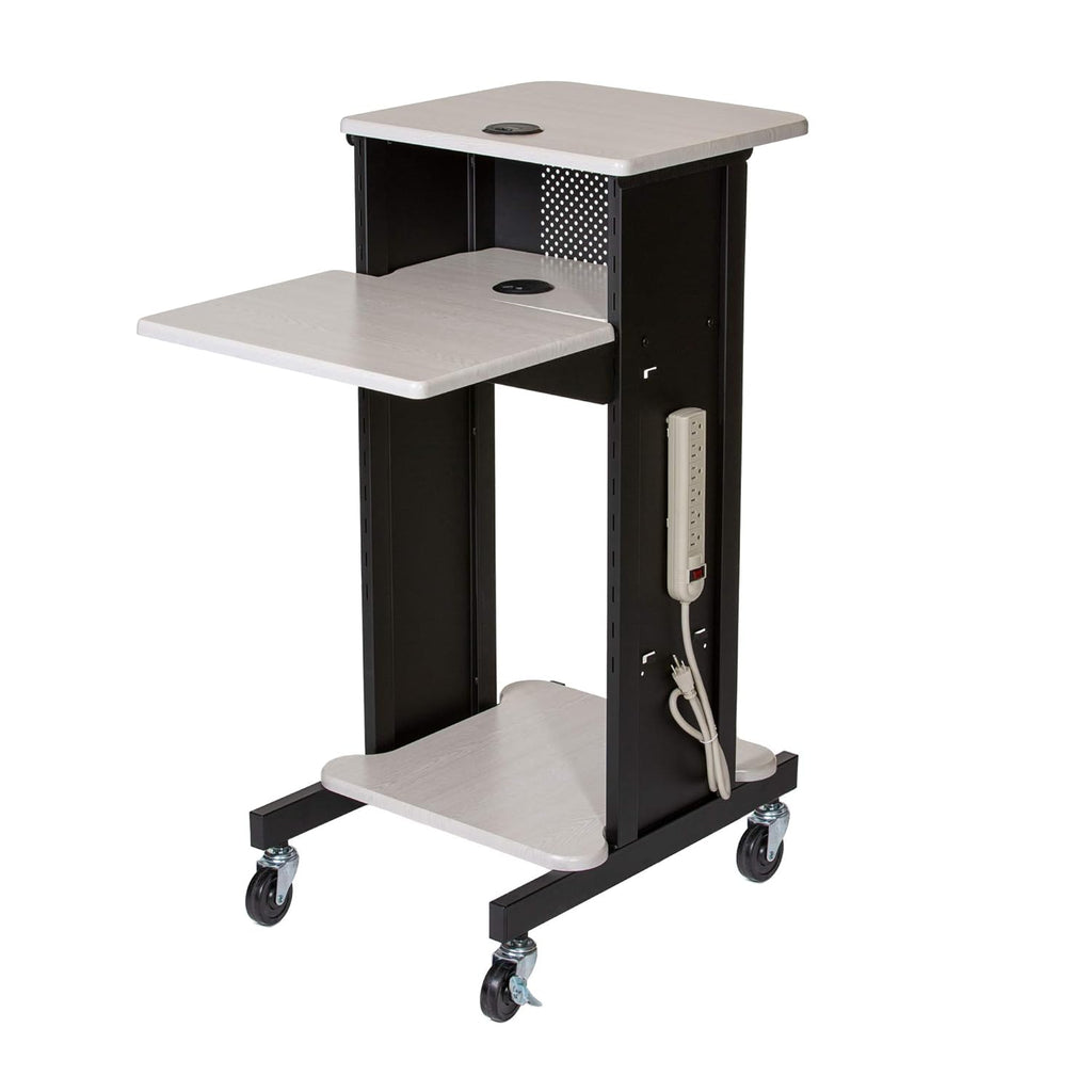 Presentation Cart and Stand, Steel Frame, Ivory Woodgrain J164268