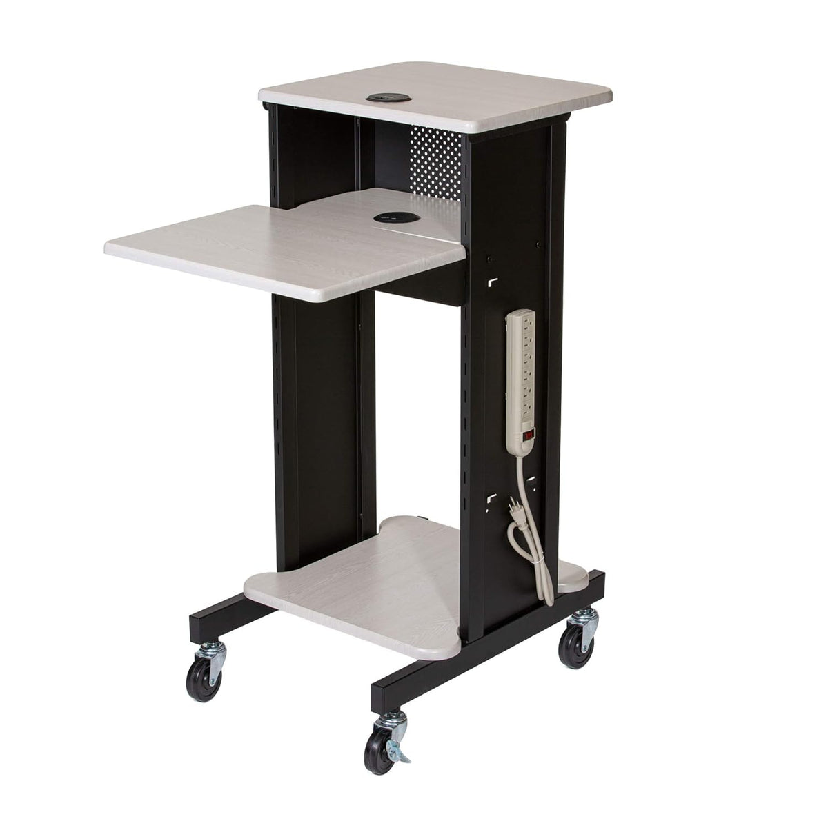 Presentation Cart and Stand, Steel Frame, Ivory Woodgrain J164268