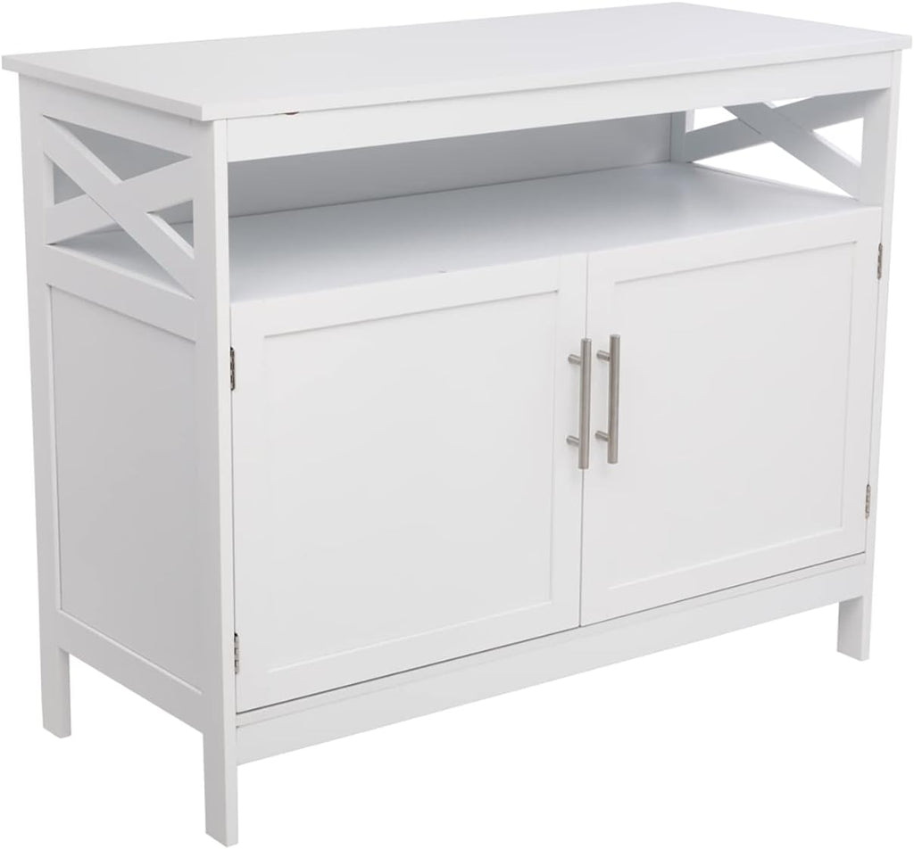 Ivory White Kitchen Sideboard Buffet Storage Cabinet with 2 Drawers P46088