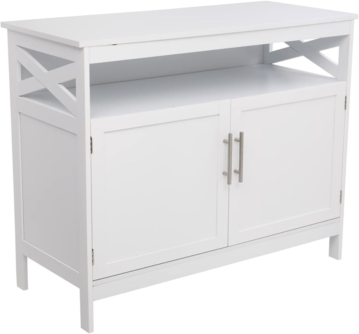Ivory White Kitchen Sideboard Buffet Storage Cabinet with 2 Drawers P46088