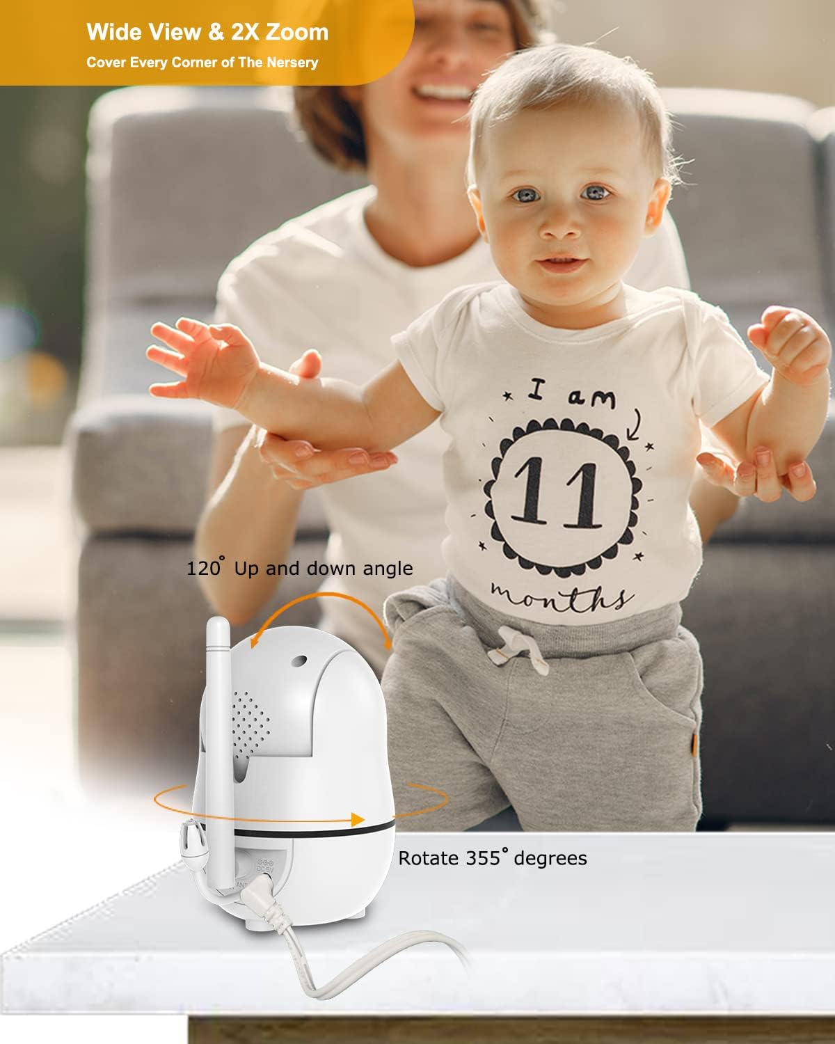 Video Baby Monitor with Camera and Audio, 3.2'' LCD Screen, Night Vision, Two Way Audio W662