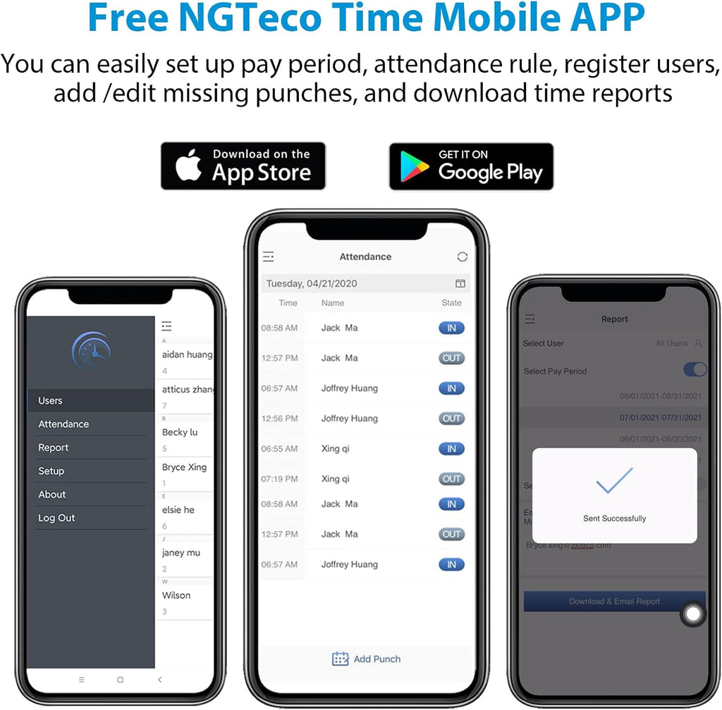 Time Clock, Fingerprint Time Card Machine with App D42546