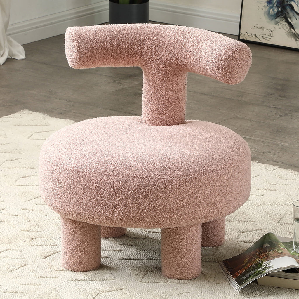 Fuzzy Sherpa Upholstered Ottoman Pouf Chair B22050