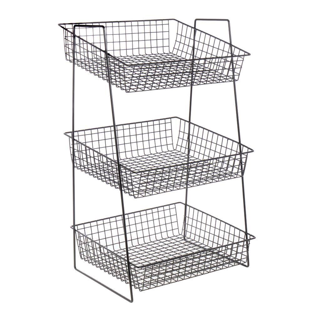 Black Wire 3-Tier Basket Stand A803029