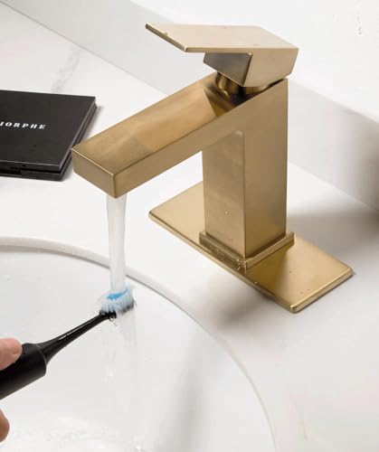Brushed Gold Single Hole Vessel Sink Faucet with Pop up Drain U93903