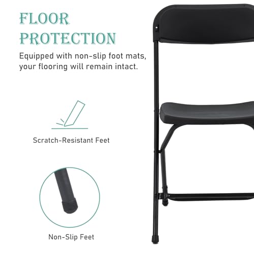 White Plastic Folding Chairs, 10 Pack Stackable Steel Frame O229384