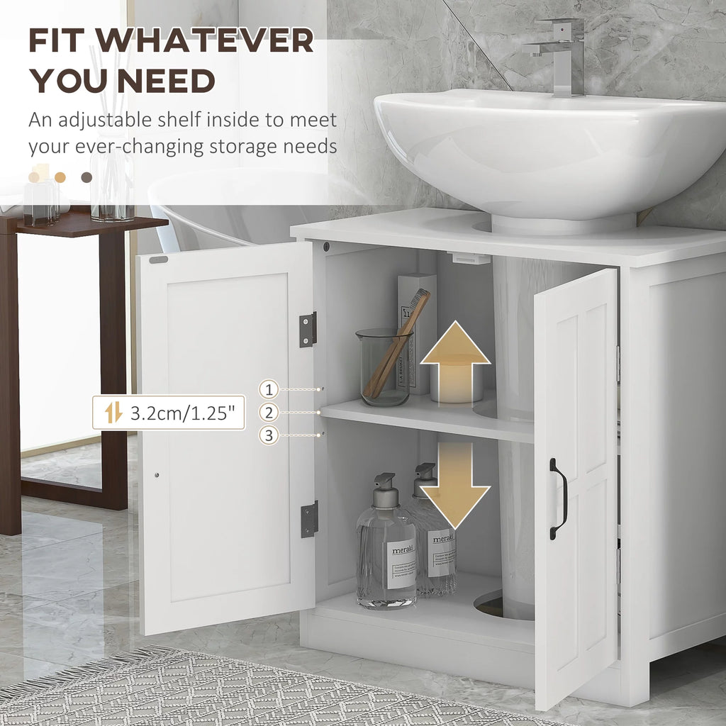 White Bathroom Sink Cabinet with Adjustable Shelf M352