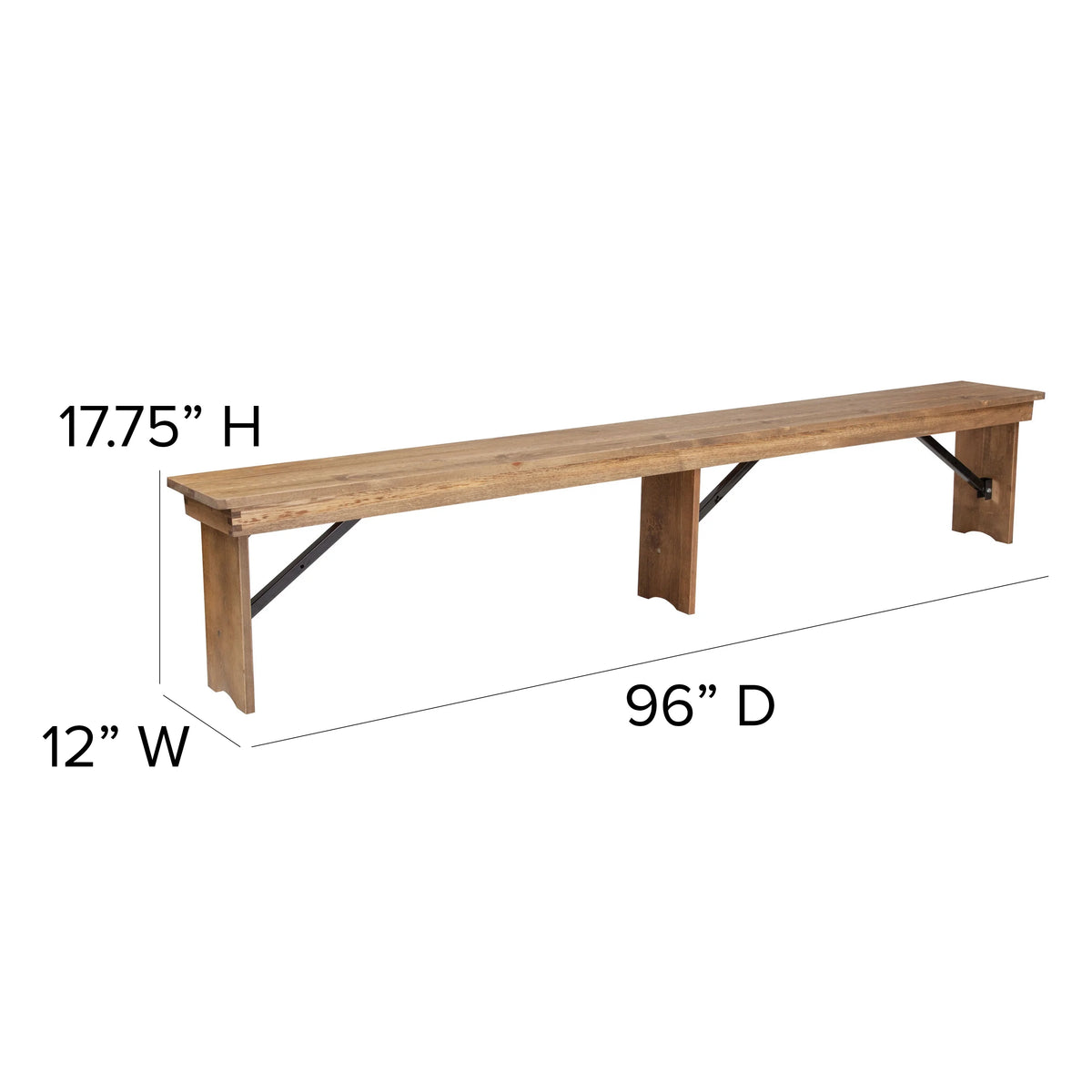 Antique Rustic Solid Pine Folding Farm Bench J8851