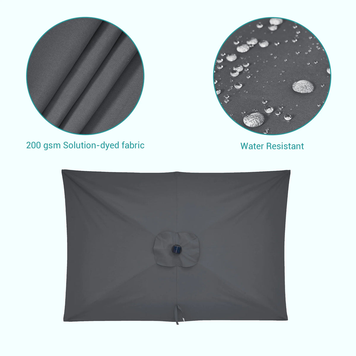 10 x 6.5ft LED Solar Patio Umbrella with Non-Fading Canopy D76071