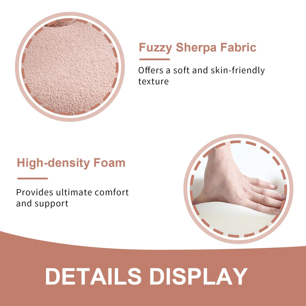 Fuzzy Sherpa Upholstered Ottoman Pouf Chair B22050