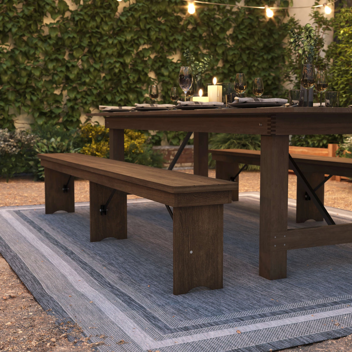 Antique Rustic Solid Pine Folding Farm Bench J8851