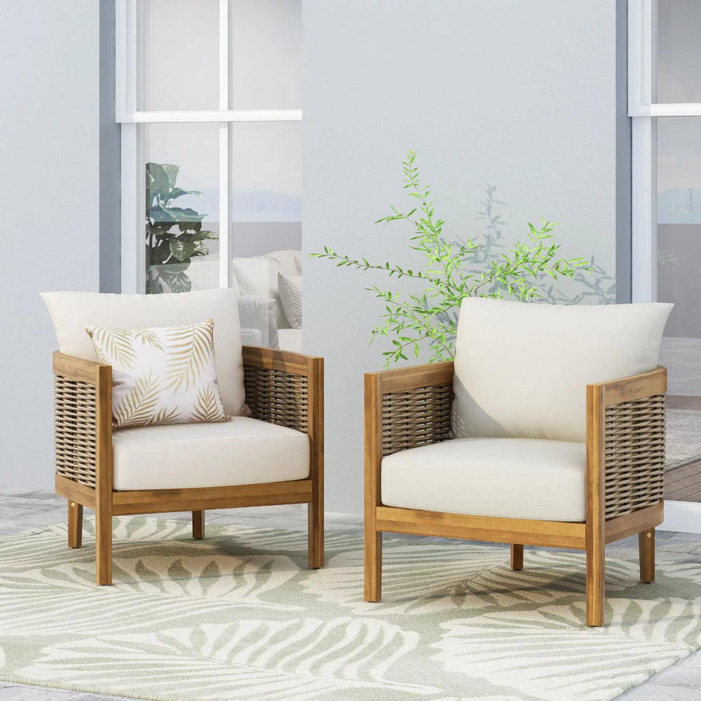 Acacia Wood Club Chairs with Cushions Set of 2 Z728536