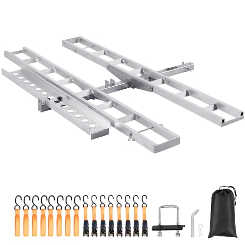 2-Bike 600 LBS Aluminum Motorcycle Hitch Mount Carrier with Ramp P725