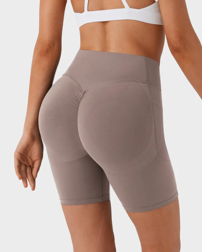 Tummy Control Butt-Lifting Training Shorts with Pockets A23581