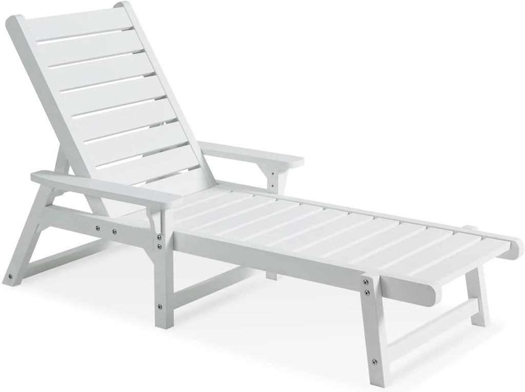 White Poly Lumber Chaise Lounge with Adjustable Backrest A888