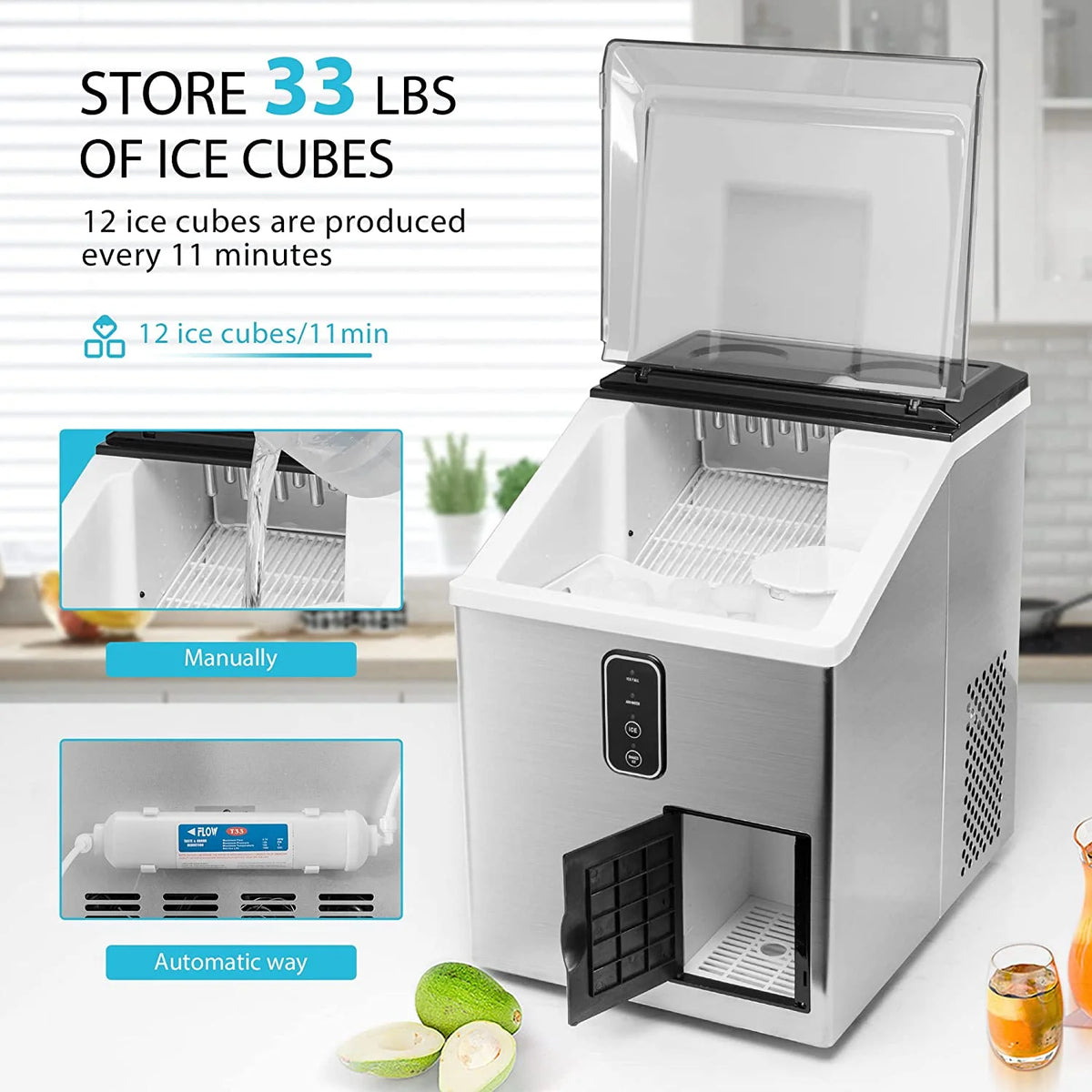 2 in 1 Countertop Ice Maker & Ice Shaver Machine M3427