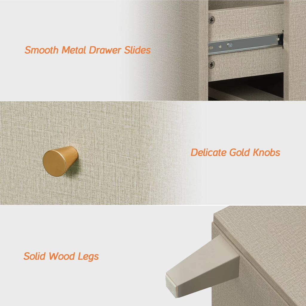 Beige 6 Drawer Wood Dresser P49055