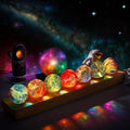 40mm Crystal Quartz 7 Chakra Healing Spheres Set with LED Wooden Stand T997963