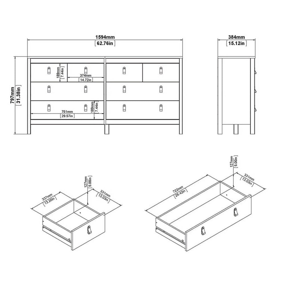 White 8 Drawer Engineered Wood Dresser E271