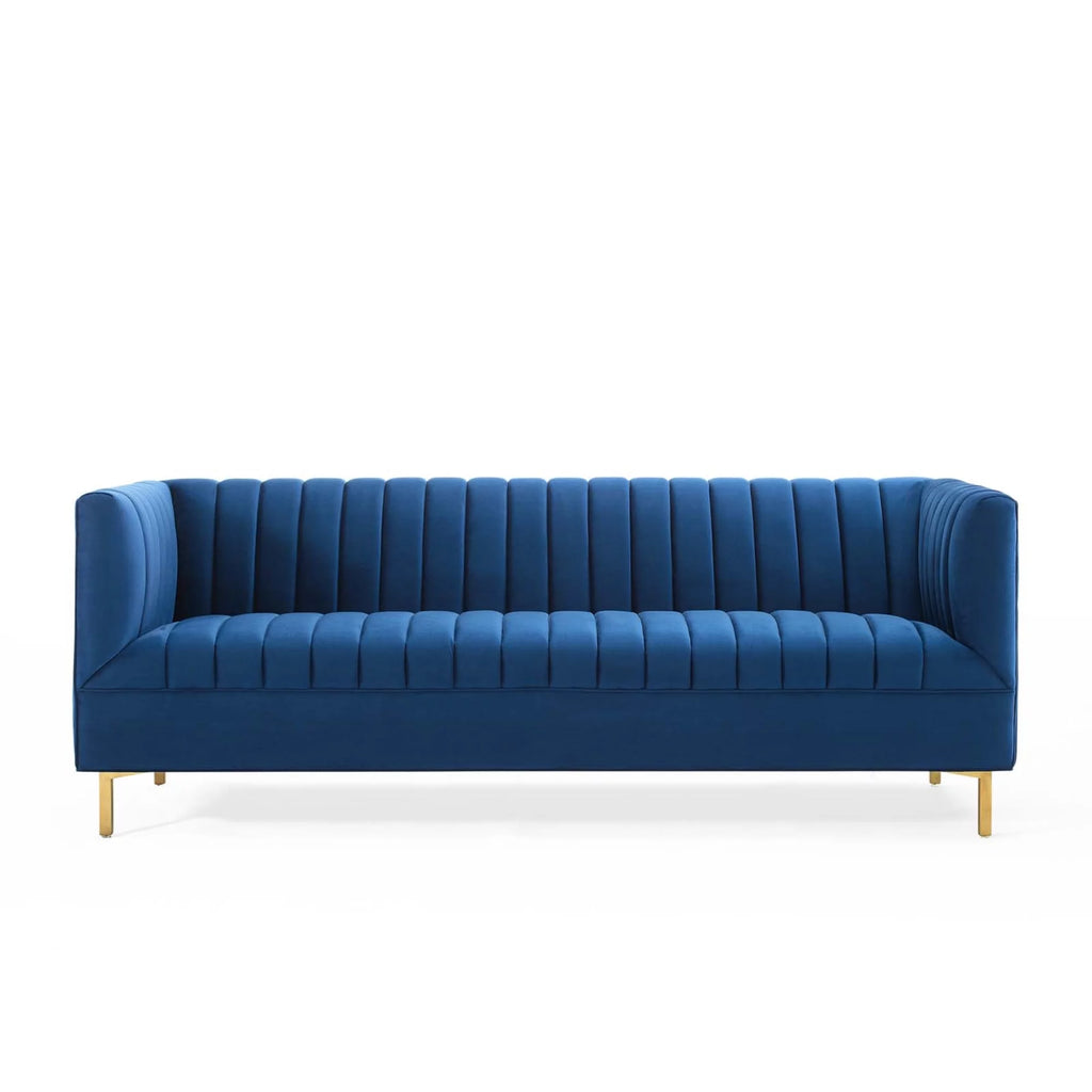 Navy Gold Velvet Sofa N15903