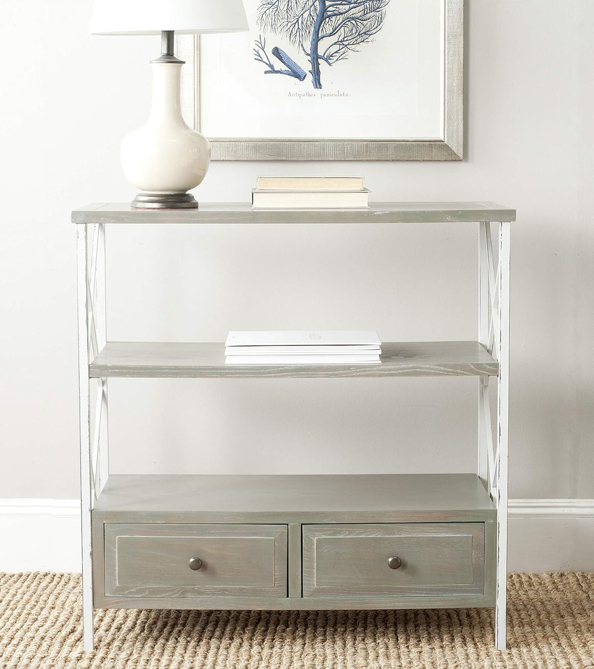 Pale Blue and White Console Table M4498