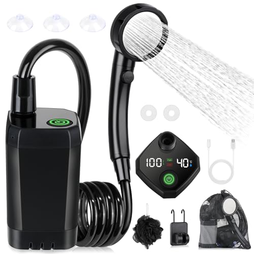 Portable Camping Shower with LED Display, 4 Spray Modes, IPX7 Waterproof H264003