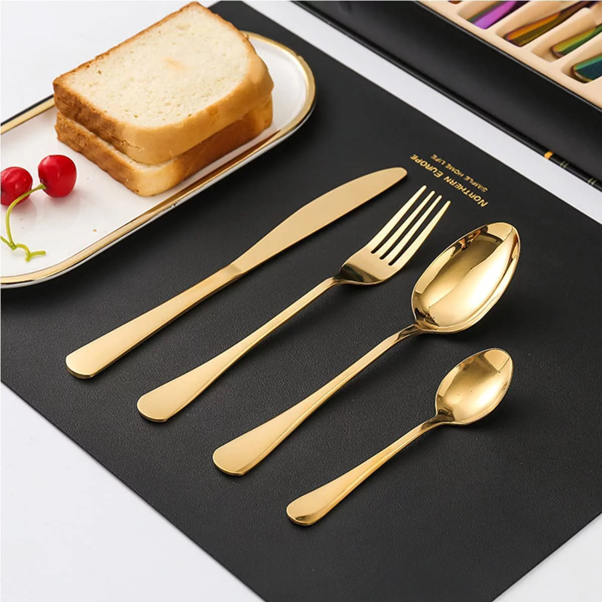 24-Piece Stainless Steel Gold Cutlery Set D8518