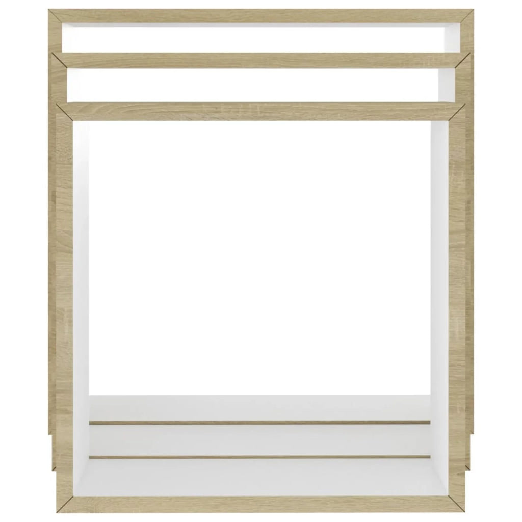 Set of 3 White Sonoma Oak MDF Wall Cube Shelves P12067