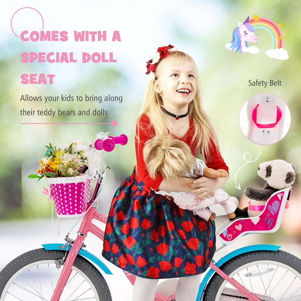 18 Inches Kids Bicycle with Training Wheels & Basket N5868