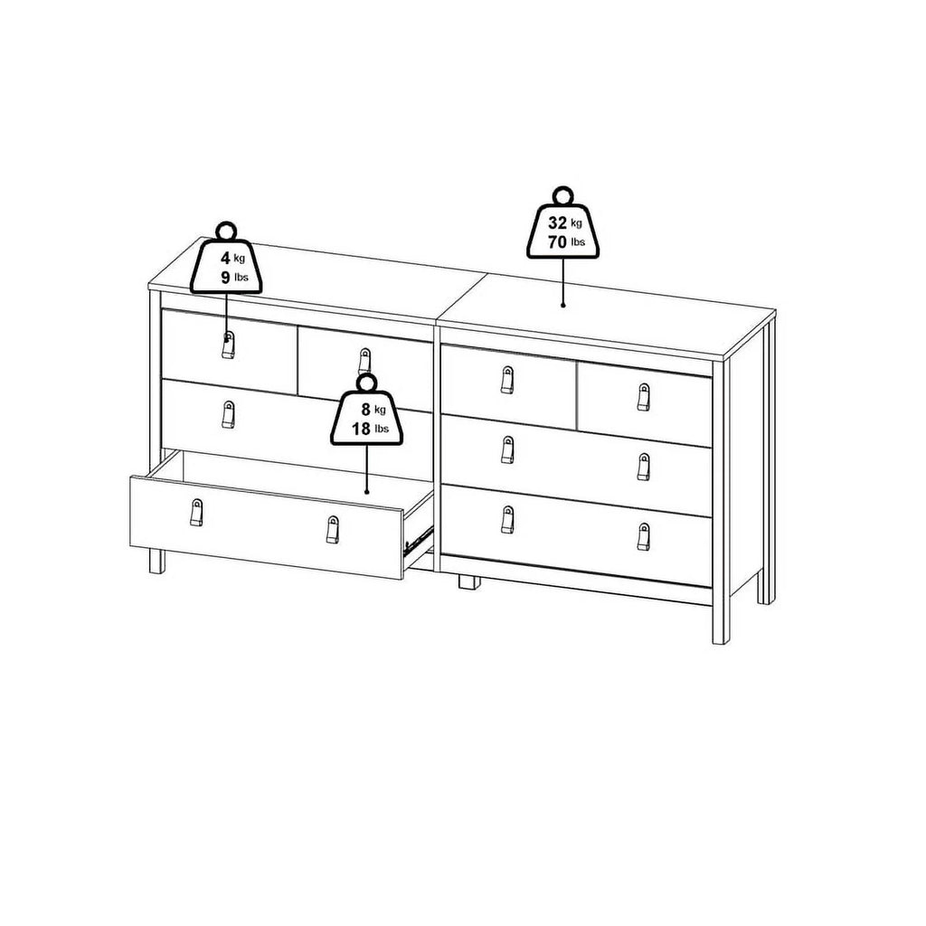 White 8 Drawer Engineered Wood Dresser E271