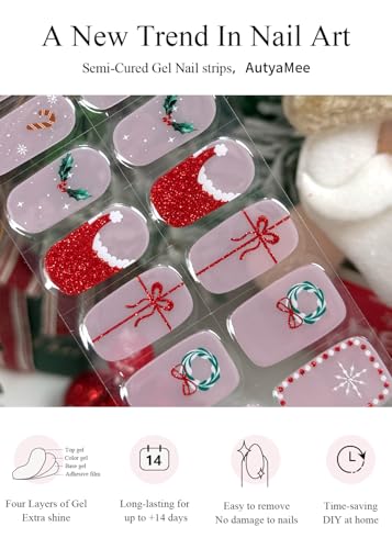 Semi Cured Gel Nail Strips French Snowflake 20 Pcs B35357