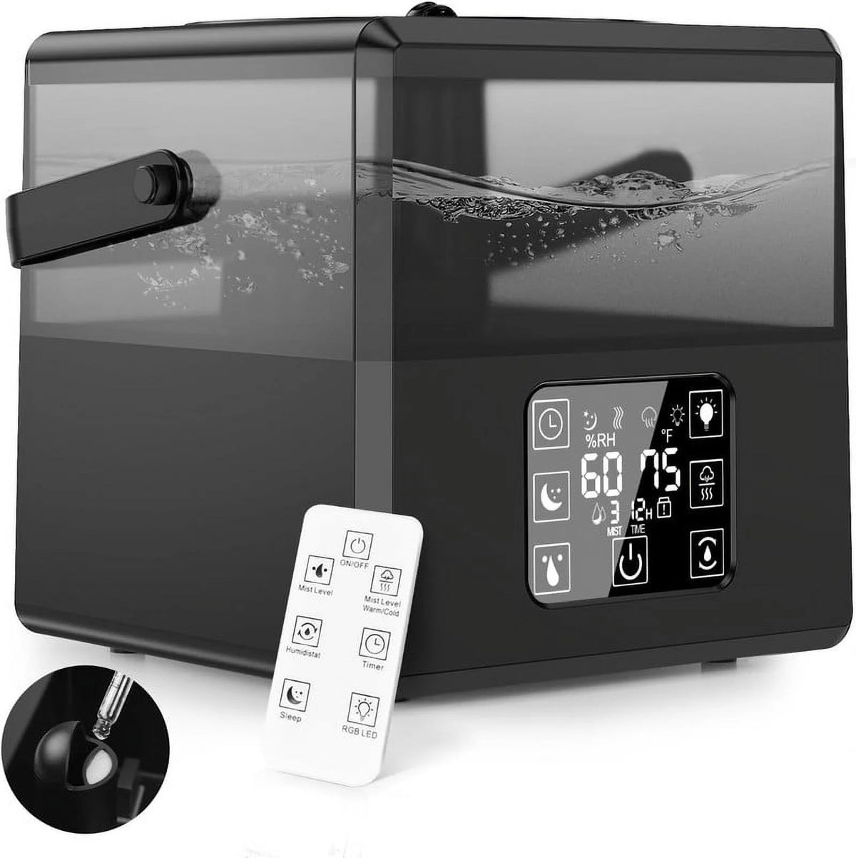 Black Warm & Cool Mist Humidifier with Remote Control E5089