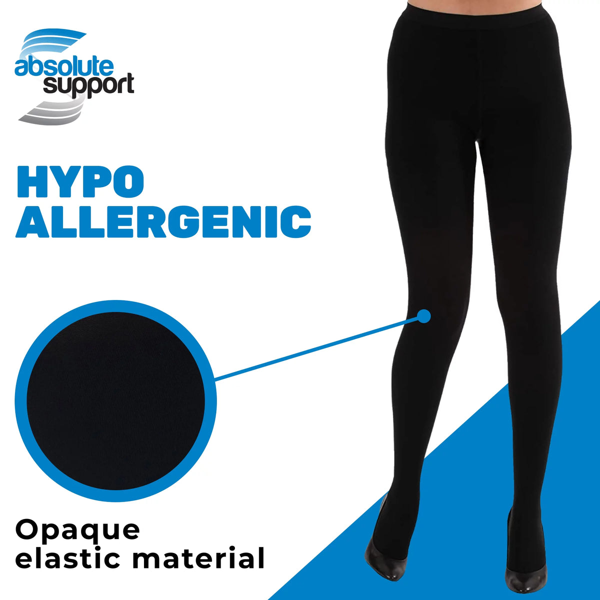 Womens Opaque Compression Pantyhose 20-30mmHg Black Large K6062