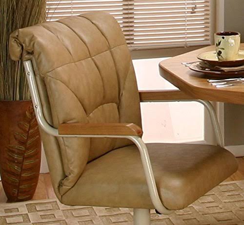Buff Polyurethane Swivel Tilt Caster Arm Chair Y4703