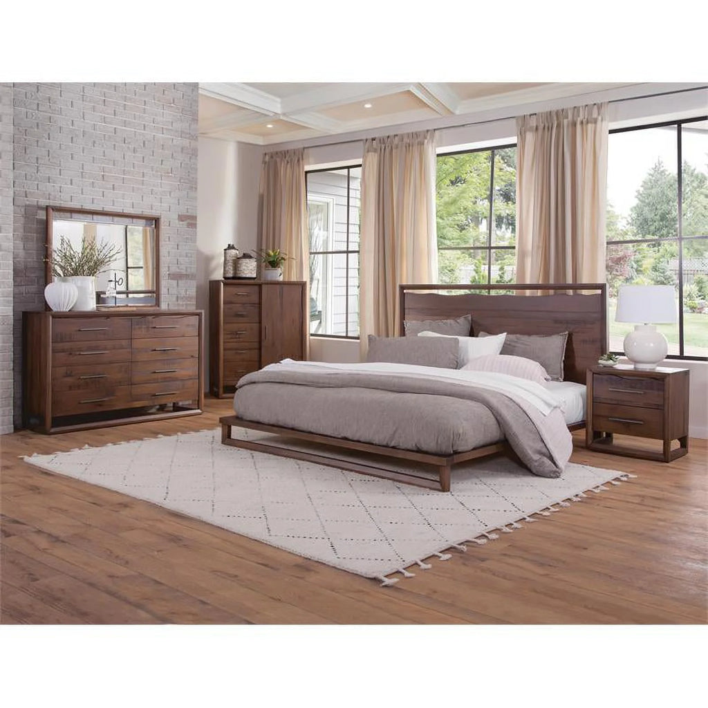 King Size Mocha Brown Wood Bedroom Set N30202
