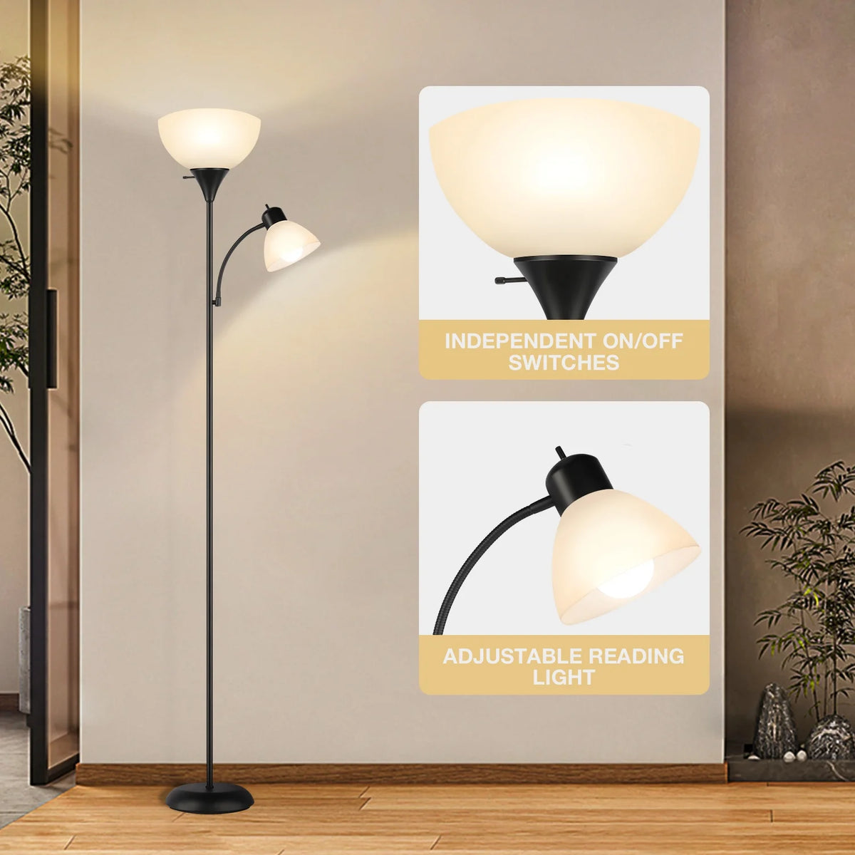 71" Torchiere Floor Lamp with Reading Side Light X134935
