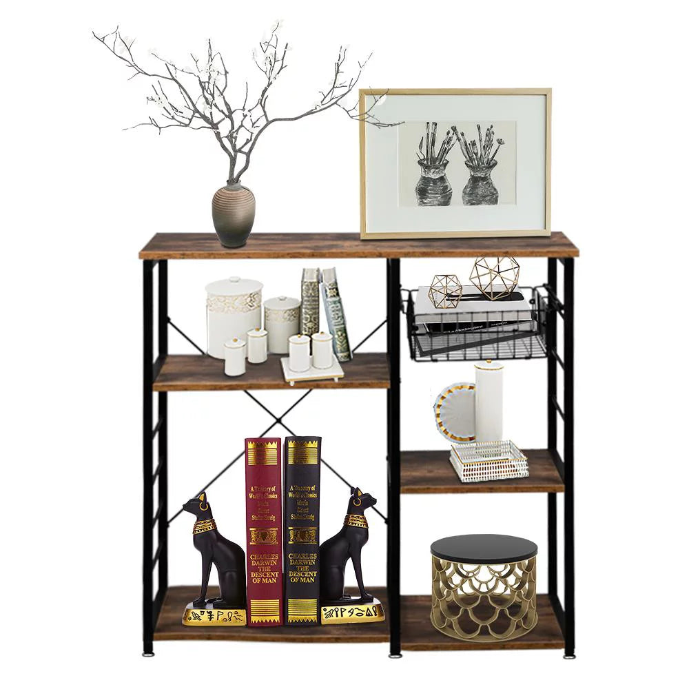 Rustic Brown Kitchen Storage Shelf with 10 Hooks G39253
