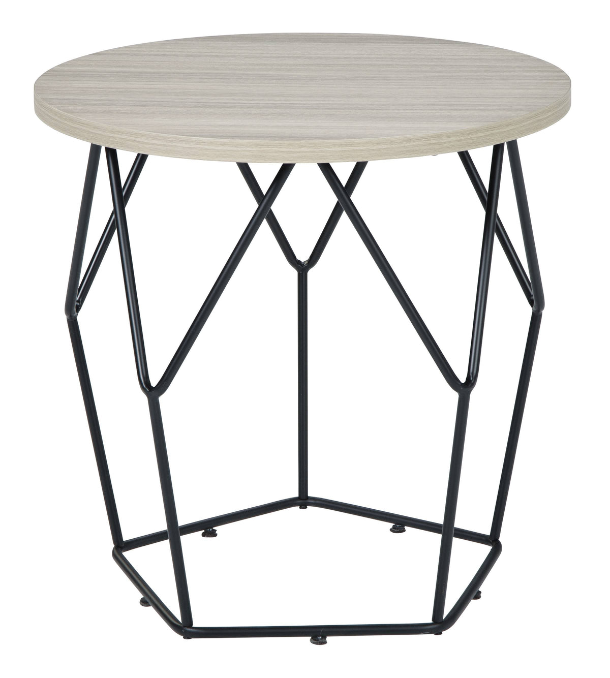 Light Brown Black Round End Table L818