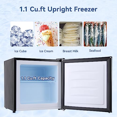 1.1 Cu.ft Black Compact Upright Freezer with Removable Shelf J92464