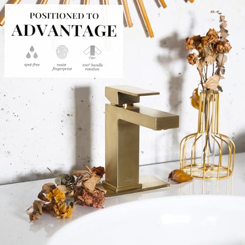 Brushed Gold Single Hole Vessel Sink Faucet with Pop up Drain U93903