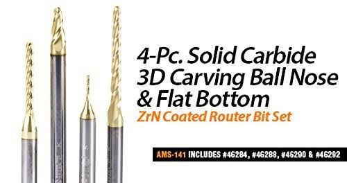 3-Pc CNC 2D/3D Carving Ball Nose Router Bit V131