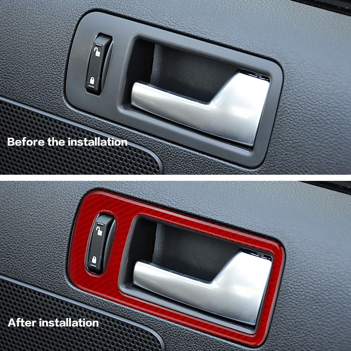 Carbon Fiber Interior Door Handle Decoration Sticker 2Pcs Red B739