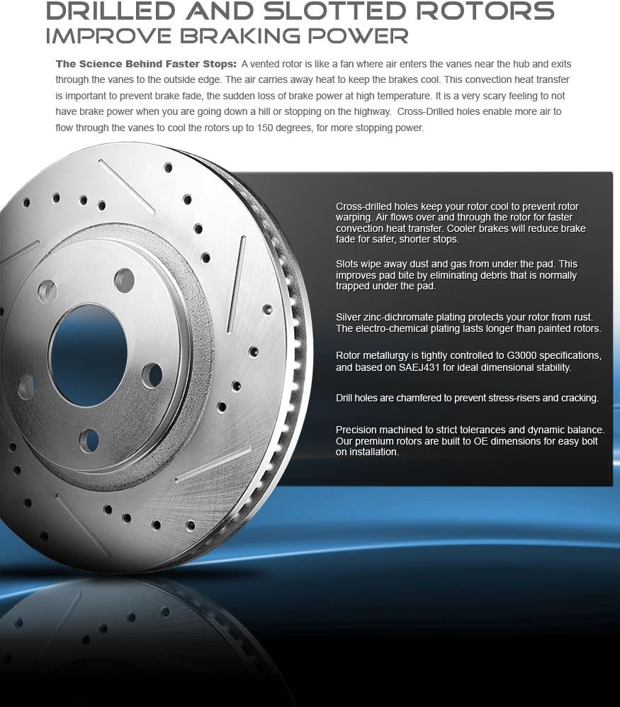 296 mm Brake Disc Rotors + Ceramic Brake Pads + Hardware E217650
