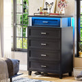 Black 5 Drawer Wood Dresser D450