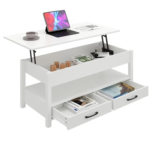 Lift Top Coffee Table with Hidden Compartment and Drawers P9248