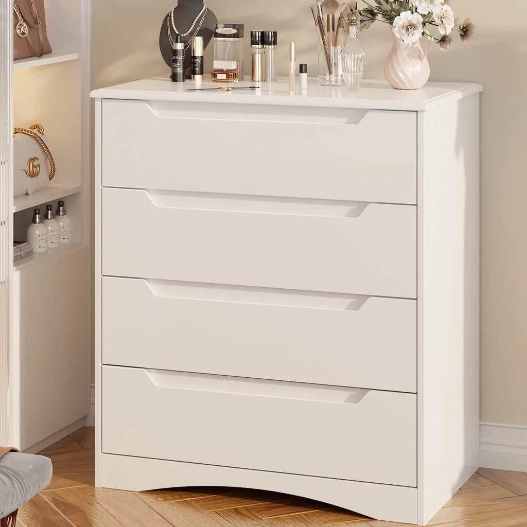 White 5 Drawer Dresser with Cutout Handles U143