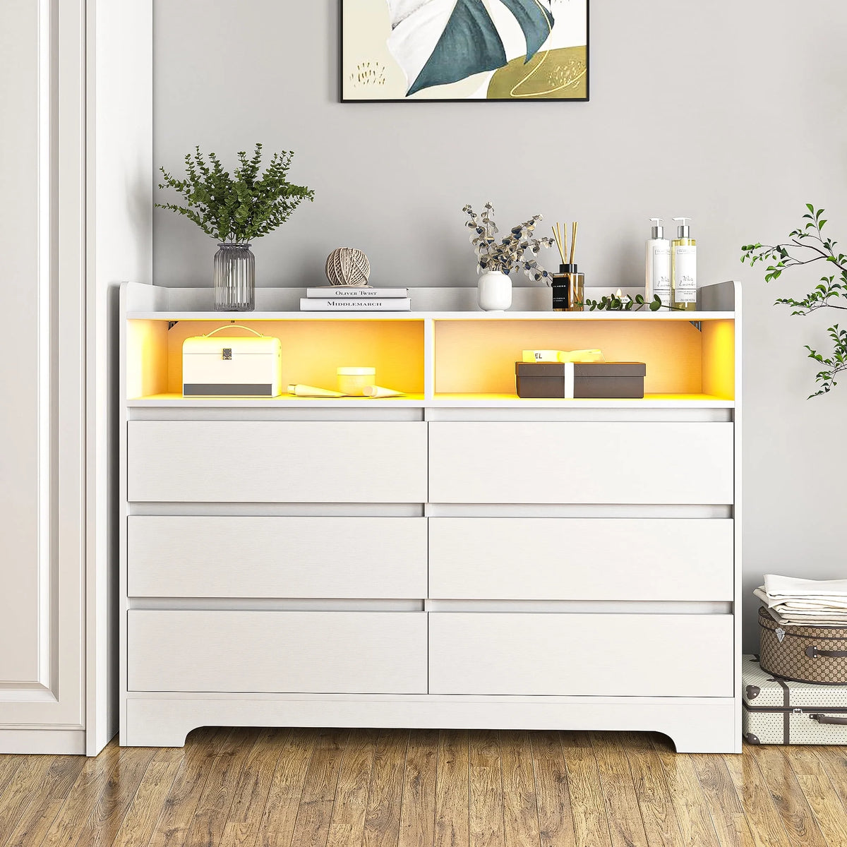 White 6 Drawer Dresser I33848