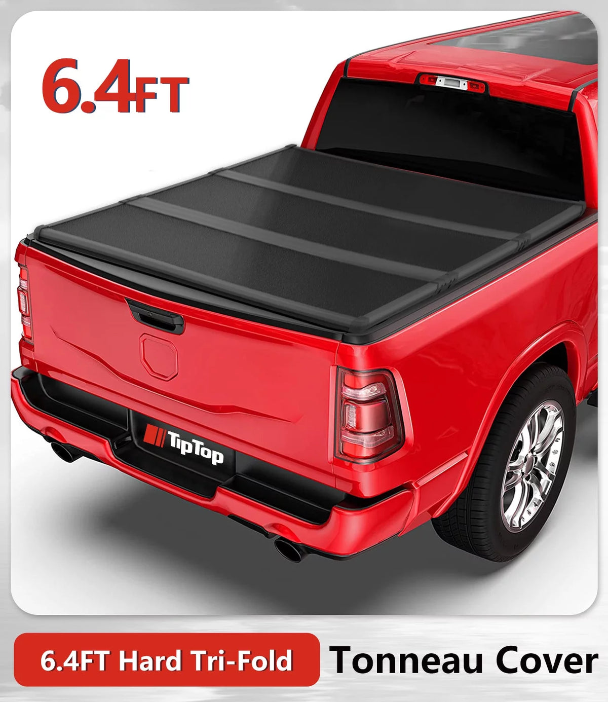 Tri-Fold Hard Tonneau Cover Truck Bed FRP On Top H532276