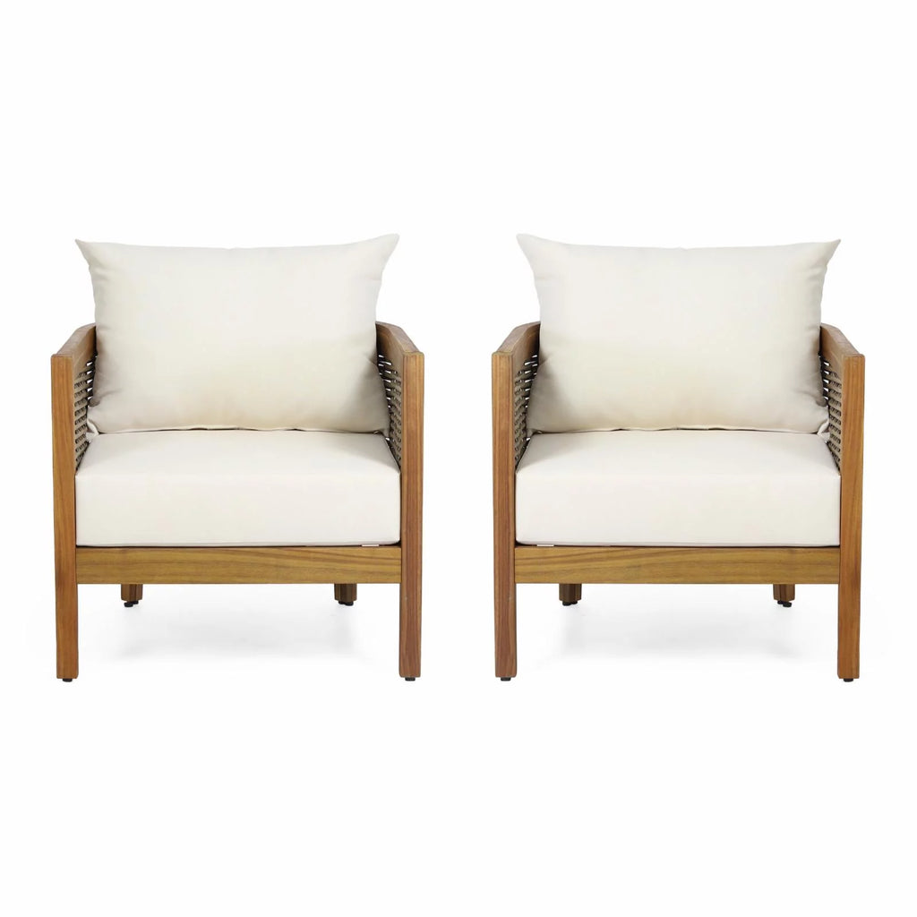 Acacia Wood Club Chairs with Cushions Set of 2 Z728536